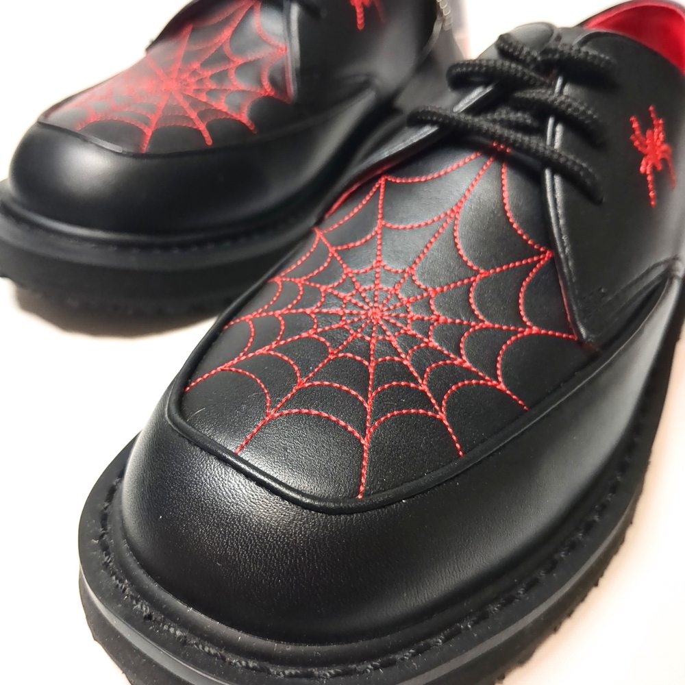 🕸️Rare Vintage Kids Black Leather Dress Shoes US 4 Retro Goth - Picture 2 of 11